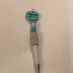 Turquoise and Silver Heart Handmade Pen